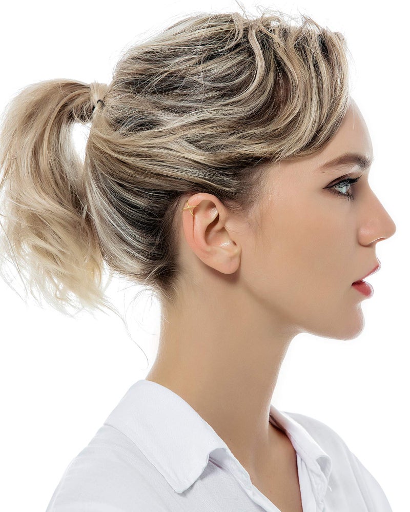 Tornito 4-10 Pairs Stainless Steel Ear Cuff Helix Cartilage Clip On Wrap Earrings Fake Nose Ring Non-Piercing Adjustable (A1:10 Pairs, Gold Tone) - Image 4